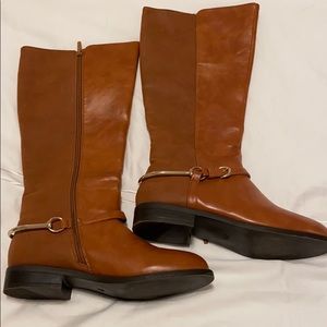Knee High Peanut Butter Leather Boots